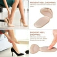 thumbnail image 3 of 2Pair Heel Pads for Shoes, Heel Cushion, Knitted Fabric and Foam Self-Adhesive Heel Pads for Shoes Too Big or Loose, T-Shaped Breathable Heel Grips Cushion to Educe the Discomfort, Beige + Pink, 3 of 7