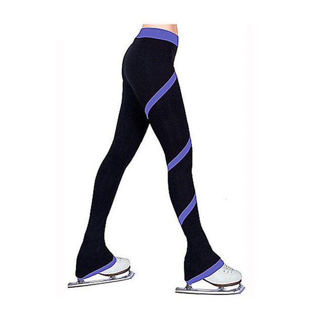 Eigraketly Pantalones de patinaje sobre hielo para practicar, mallas personalizadas, pantalones gruesos de patinaje para Yoga, mallas de Uniforme atlético Morado/XXL
