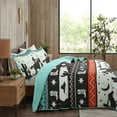 thumbnail image 4 of 3-Piece Southwestern Geometric Tribal Quilt Set - Teal Black Lightweight Quilted Bedspread Set Queen/King Size ME501, 4 of 9