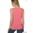 thumbnail image 3 of Zenana Women & Plus Slim Fit Round Neck Sleeveless Front Neck Pleated Blouse Tops w/Keyhole Back, 3 of 5