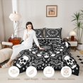 thumbnail image 3 of Castle Fairy Boho Gothic Skull Full Size Comforter Sets 3-Piece,Traditional Floral Bedding Comforter Set,Black Ivorys,1 Comforter and 2 Pillowcases,Black Reversible, 3 of 6