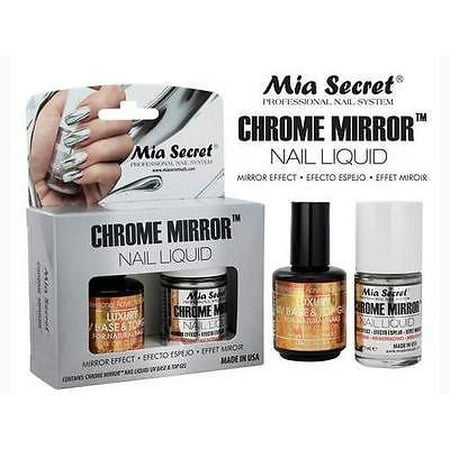 Gel Bases - Mia Secret Chrome Mirror Nail Liquid UV Base Top Gel Set *Mirror Effect Polish*