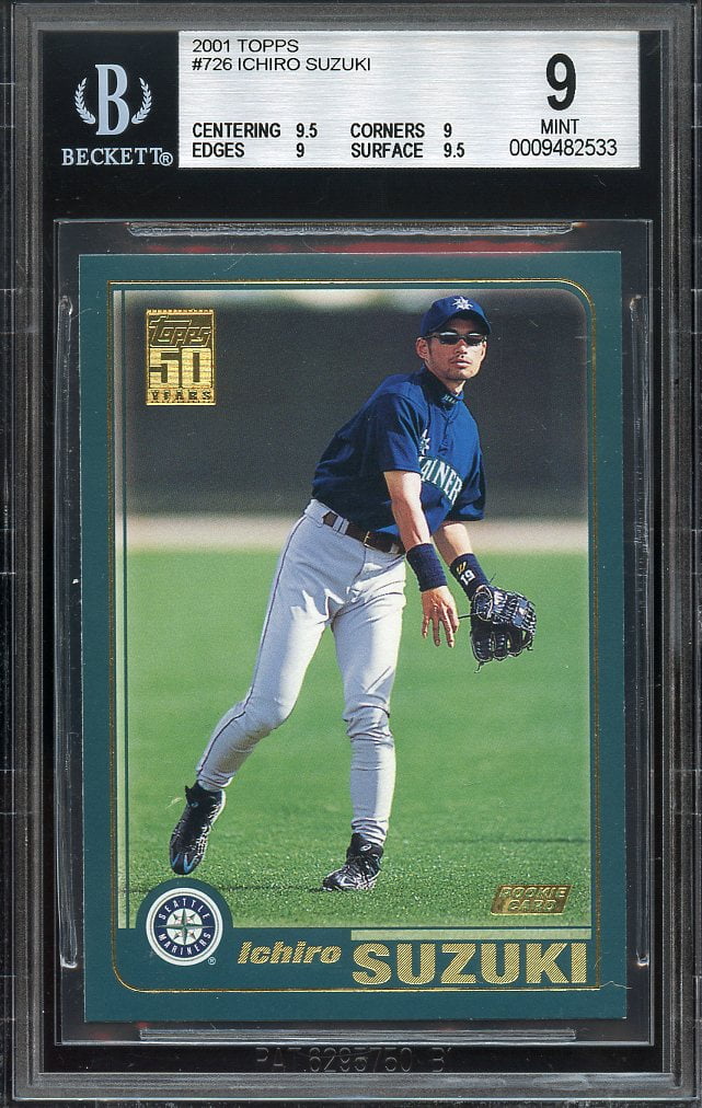 2001 topps 726 ICHIRO SUZUKI seattle mariners rookie card BGS 9 (9.5 9