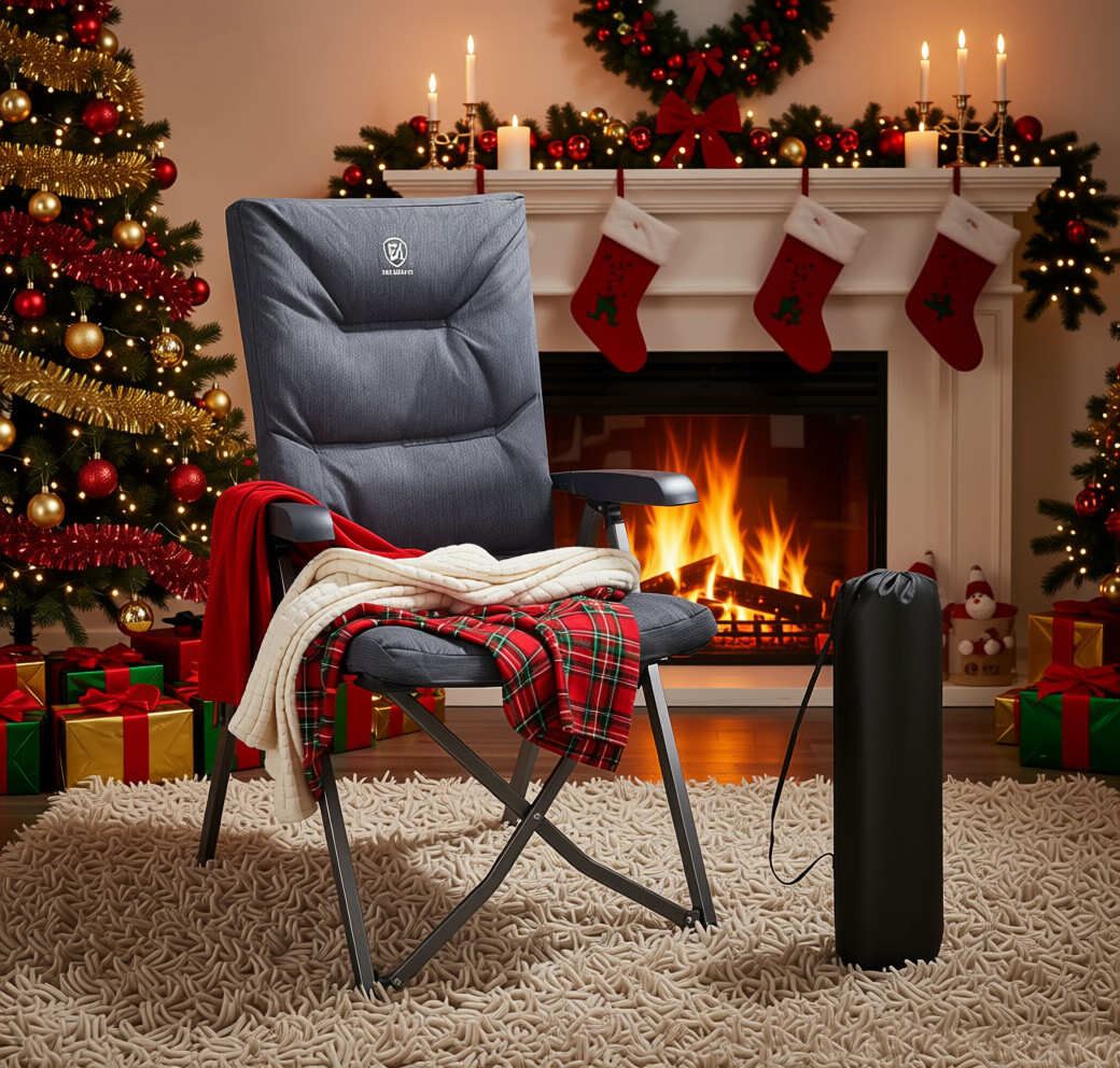 Ever Advanced Folding Recliner Camping Chair, Gray photo 2