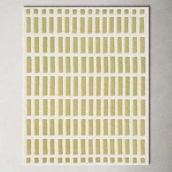 Eclatique Rug Jason Wu Rug Collection Modern Tufted Green Geometric Area Rug, 4 x 6, Non-Slip Backing