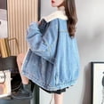thumbnail image 5 of Chaqueta vaquera de mujer con forro polar de cordero grueso y acolchado de algodón, estilo otoño e invierno, holgada y a la moda, 5 of 5
