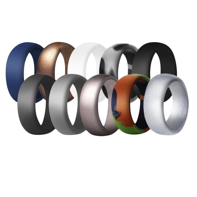 10pcs 8.7mm De Ancho De Goma Flexible De Silicona Anillo De Finger Banda De Finger Siets8 Sunnimix Banda de anillo de dedo de silicona