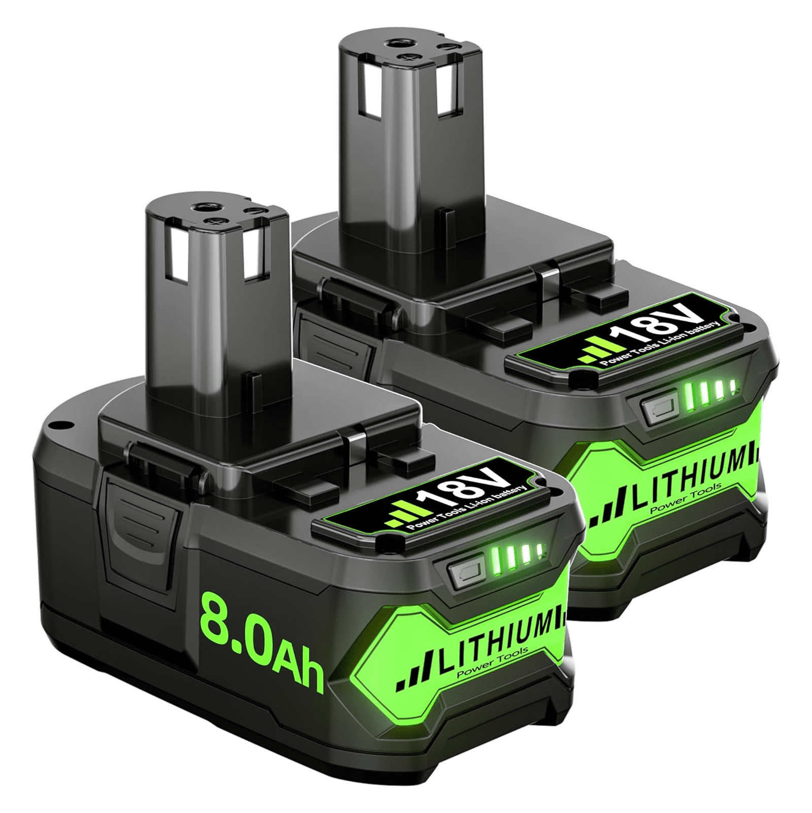 Upgraded 8.0Ah 2Packs P108 18V Battery Compatible with Ryobi 18V ONE+ Battery P102 P103 P104 P105 P107 P109 P122 Cordless Tool Batteries with Indicator