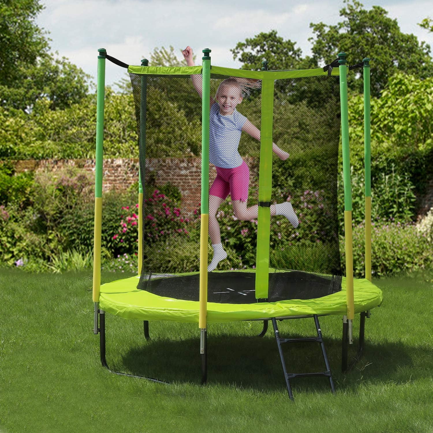 Details about   72'' 6FT Trampoline w/Safe Enclosure Net Jumping Mat And Spring Cover Padding 