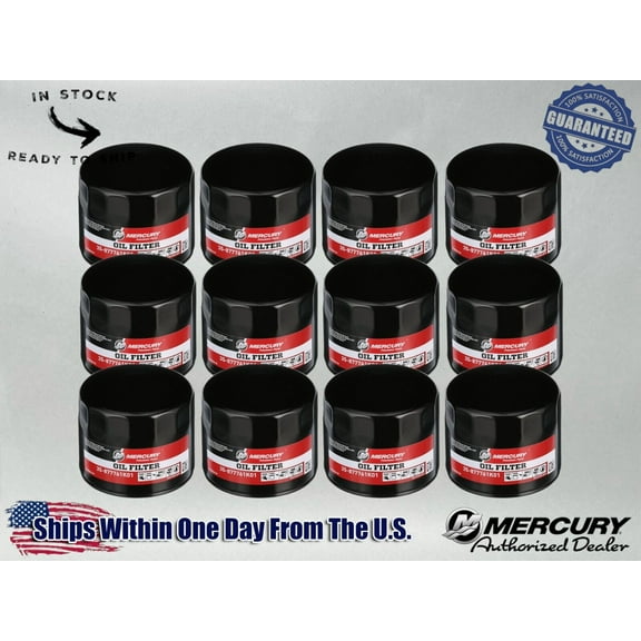 Mercury OEM Outboard Oil Filter for 75-115hp and 150hp EFI 877761K01-12PACK