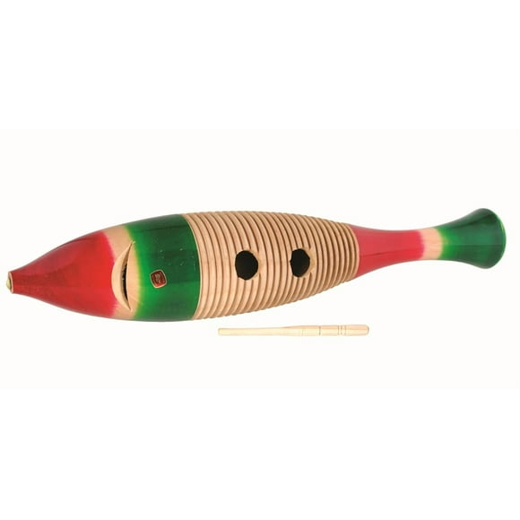 West Music BBG17 17" Fish-Shaped Guiro with Striker - Authentic Latin American Percussion Sound - Carved Notches, Two Finger Holes & Included Scraper.