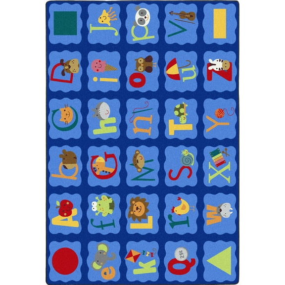 Joy Carpets  Kid Essentials Alphabet Blues Infants & Toddlers Rectangle Rugs Multi Color - 7 ft. 8 in. x 10 ft. 9 in.