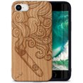 thumbnail image 1 of Case Yard Wooden Case Outside Soft TPU Silicone, Slim Fit Shockproof Wood Protective Phone Cover for Girls Boys Men and Women, Supports Wireless Charging Cigar Smoke Design case for iPhone-SE, 1 of 7