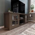 thumbnail image 1 of BizChair Classic Four Pane Glass Door TV Stand for up to 80" TVs - Dark Brown Wood Grain Finish - 65" Engineered Wood Frame - 3 Shelves, 1 of 14