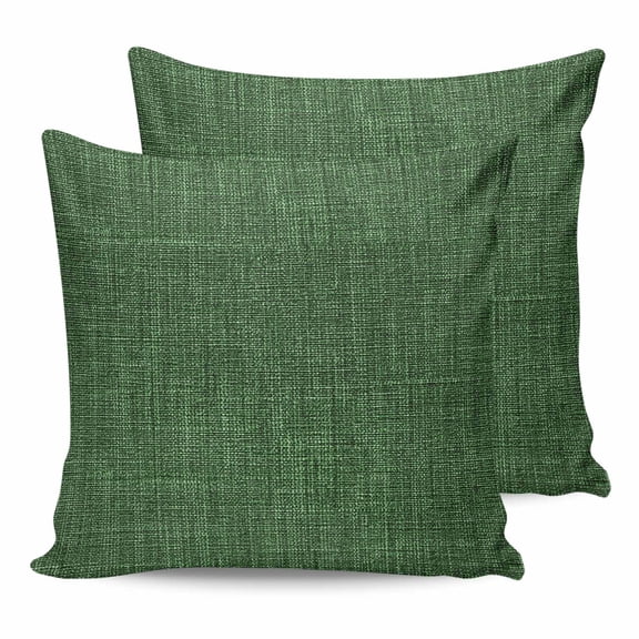 Dark Green 24x24 Pillow Covers Set of 2, Farmhouse Burlap Solid Green Modern Linen Texture Throw Pillow Covers Decorative Couch Cushion Case, Microfiber Square Pillowcases for Bedroom Living Room