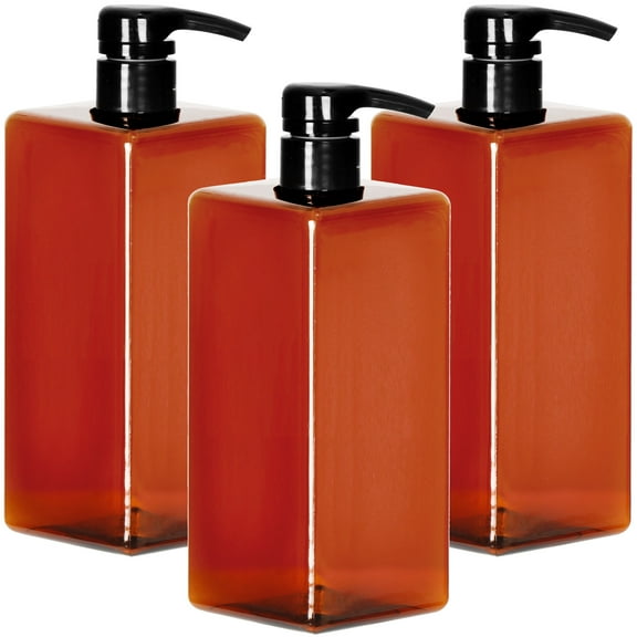 Youngever 3 Pack Pump Bottles for Shampoo 32OZ, Empty Shampoo Pump Bottles with Lockdown, Leak Proof Pumps - Amber YE395.734