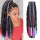 thumbnail image 4 of Clip de 24 pulgadas en extensión de cola de caballo de onda de maíz larga con trenzas de colores envuelta alrededor de pelo de cola de caballo rizado ondulado largo postizo sintéti, 4 of 5