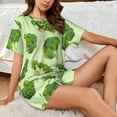 thumbnail image 4 of Honeii Broccoli 3 for Women's Summer Pajama Set featuring Soft Short Sleeve Shirt & Matching Bottoms with Convenient Pockets for Relaxed Home Wear-4X-Large, 4 of 6