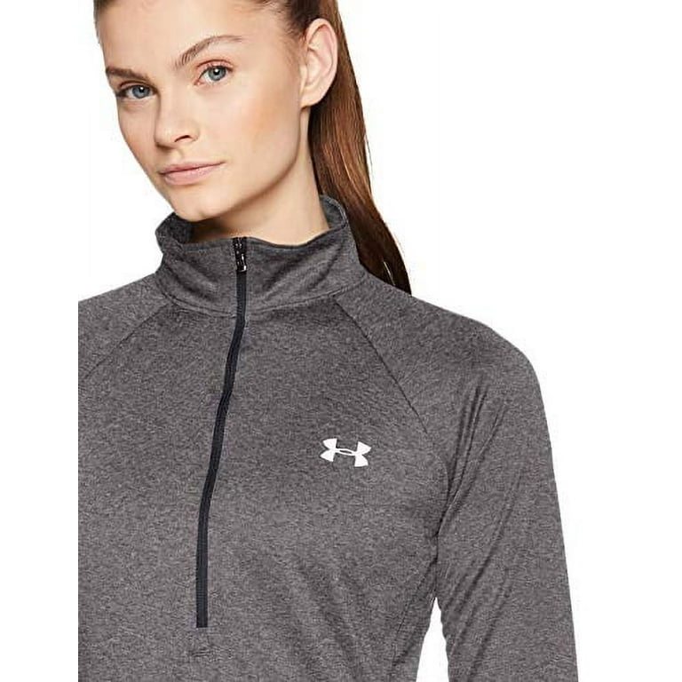 Under Armour Women's Tech ½ Zip Long-Sleeve Pullover , Carbon Heather (090)/Metallic  Silver , Large 