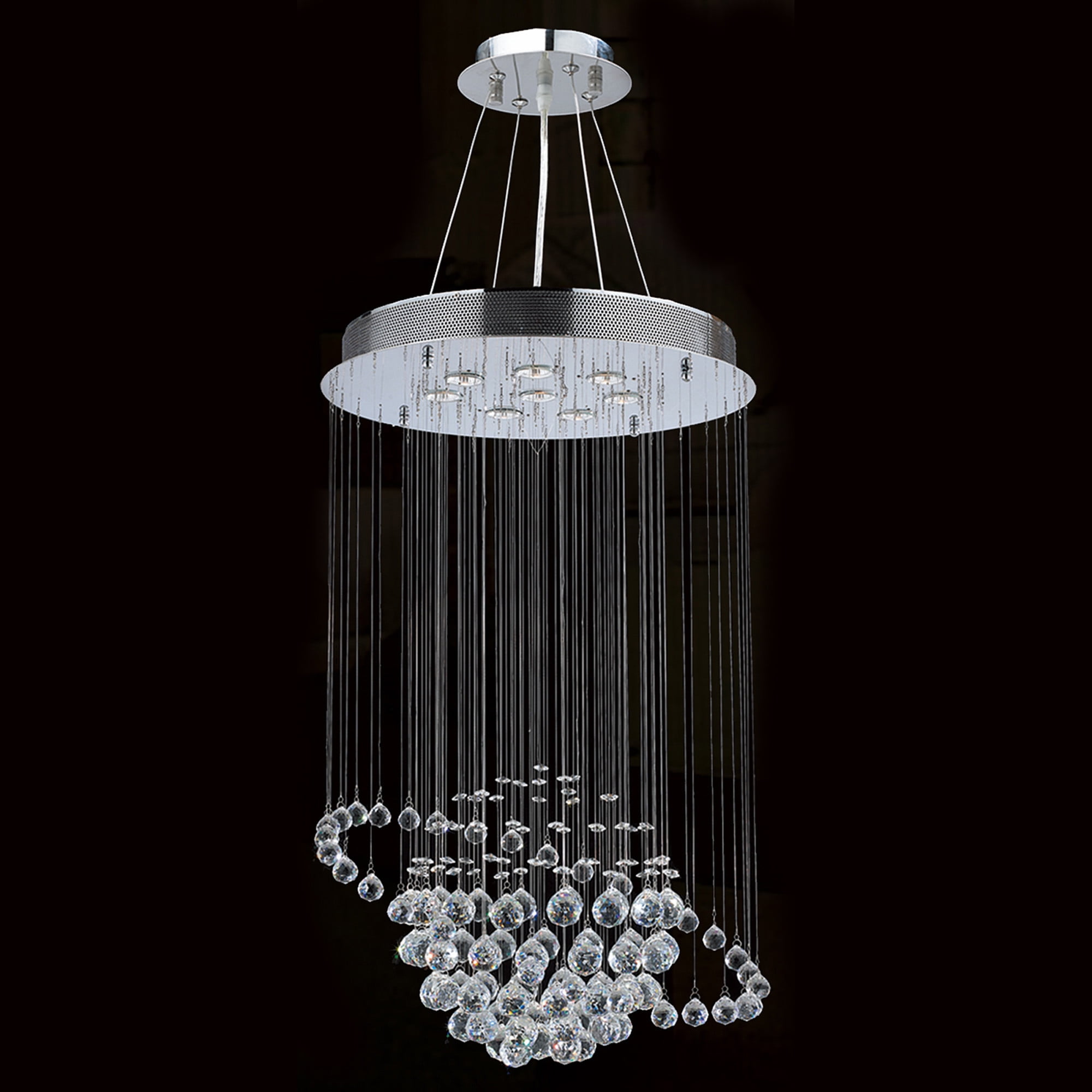 Saturn Collection 8 Light Chrome Finish and Clear Crystal Galaxy Chandelier 22" D x 36" H Medium