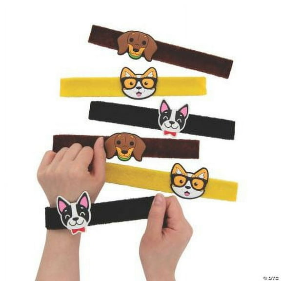 Dog Party Furry Slap Bracelets, Birthday, Jewelry, 12 Pieces