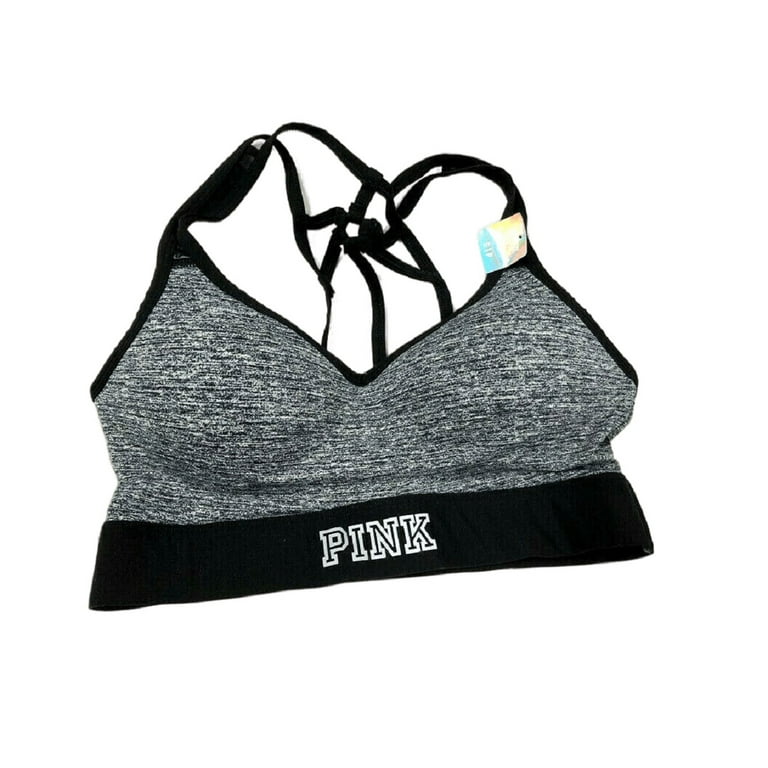 Victoria's Secret Pink Ultimate Strappy back Push-Up Sports Bra Gray Marl  Size Small NWT 