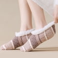 thumbnail image 4 of Voska Slipper Socks with Grips, Fuzzy Warm Slipper Socks for Women Men, Super Warm Anti Slip Floor Socks for Cozy Home Living Brown One Size, 4 of 6