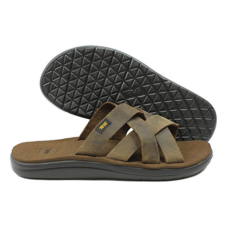 Teva Voya Slide Men\'s Size 12 Shoes Carafe Brown Leather Casual Slip On Sandals Teva Voya Leather Slide Sandal - Men main image 4