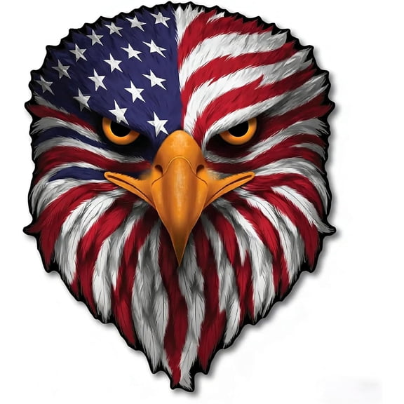 Reflective Eagle Eyes USA Flag Decal, Patriotic American Flag Bald Eagle Sticker, Waterproof Patriotic Vinyl Sticker for Trucks, Cars, Laptop, Cooler, American Pride Accessory
