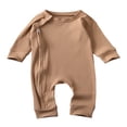 thumbnail image 1 of Newborn Infant Baby Boys Girls Romper With Zipper Ribbed Jumpsuit Kids Pajamas Clothes, 1 of 6