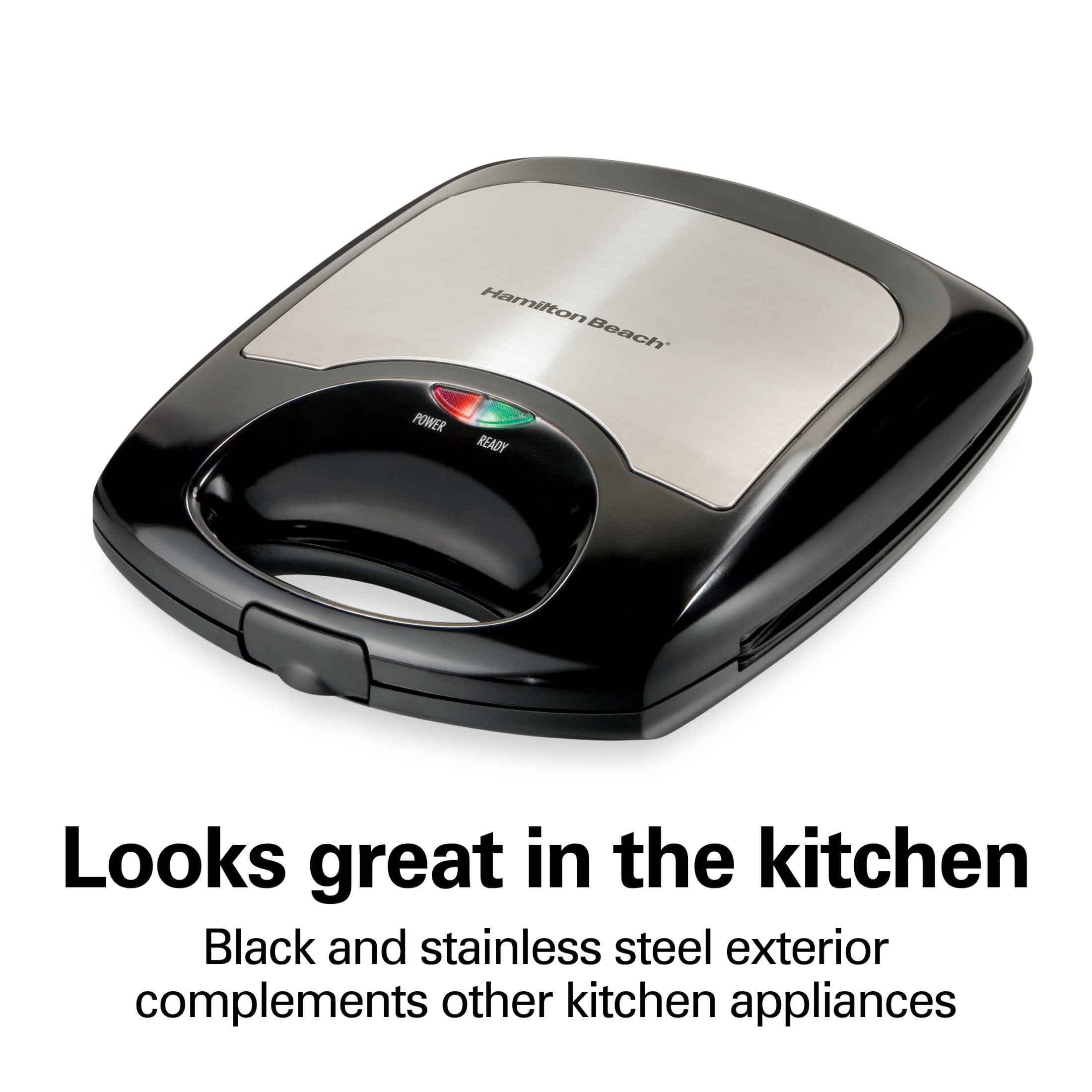Hamilton Beach Mini Belgian Waffle Maker with Nonstick Plates, Waffle Iron, Black & Stainless