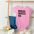 thumbnail image 4 of Worlds Okayest Kid Son Daughter Funny Romper Boys or Girls Infant Baby Brisco Brands NB, 4 of 6