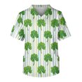 thumbnail image 1 of OIOLOYJM Sarraus de la Saint-Patrick pour Hommes Imprimé Trèfle Col en V Sarrau d'Infirmier Doux Extensible Uniformes d'Infirmier Ample Haut de Sarrau à Manches Courtes avec Poches Vert Menthe 3TG, 1 of 7