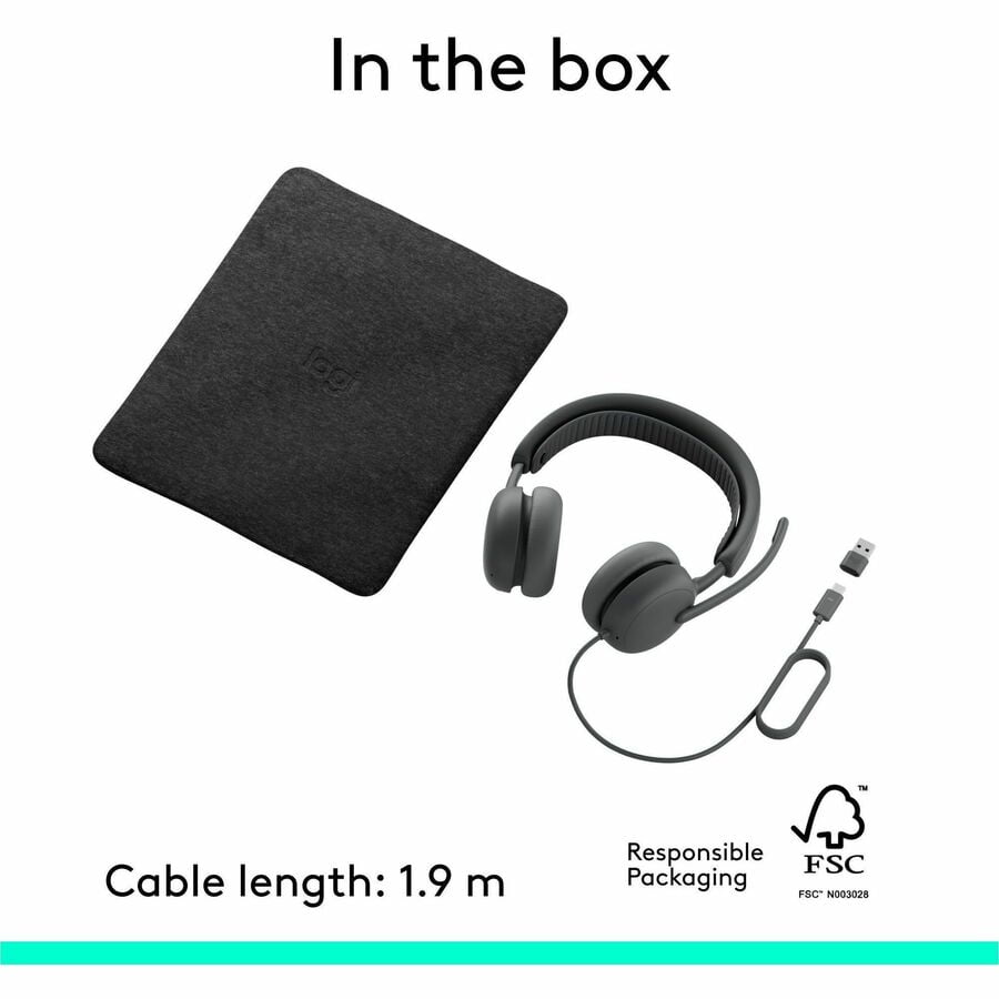 Logitech Zone Wired 2 for Business, Noise-Canceling Headset with Adaptive Hybrid ANC, Zoom & Google Certified, USB-C with USB-A adapter, Graphite