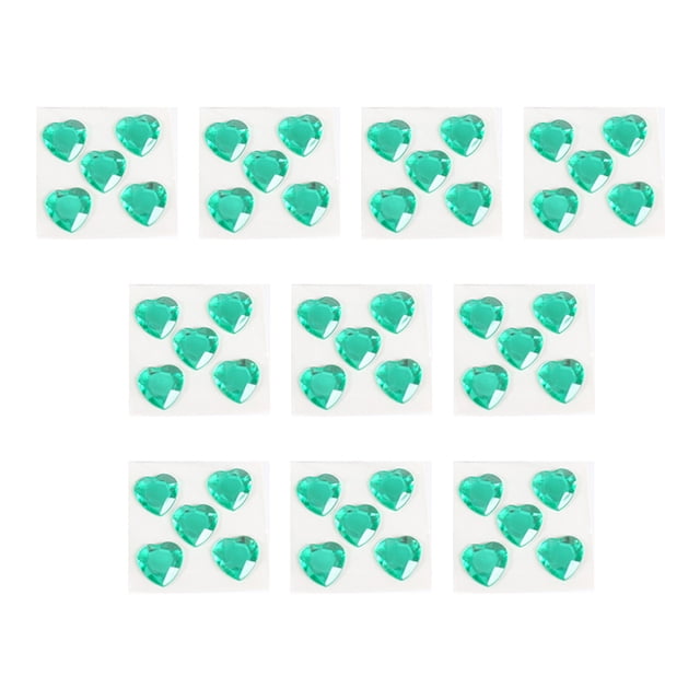 Matsuzay Pegatinas de diamantes de imitación de corazón, gemas de cristal acrílico, adornos ornamentales, de mano para álbum de Artesanía Verde Medio