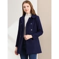 thumbnail image 2 of Abrigo Largo De Invierno Con Cuello Peter Pan Y Doble Botonadura Para Mujer Azul marino XS, 2 of 7