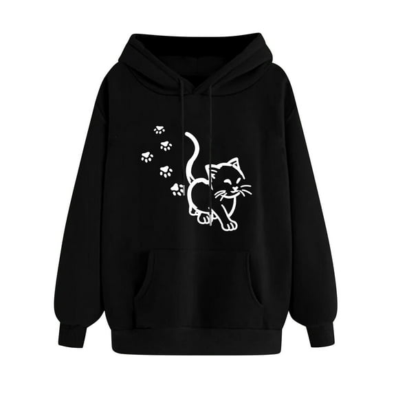 Oalirro Women's Heart Graphic Drawstring Hoodie Crew NeckValentine's Day PulloverBlack,XL