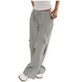 thumbnail image 2 of LADIGASU Women's Work Pants Mid Rise Relaxed Straight Leg Cargo Casual Trousers With Multi Pockets, 2 of 7