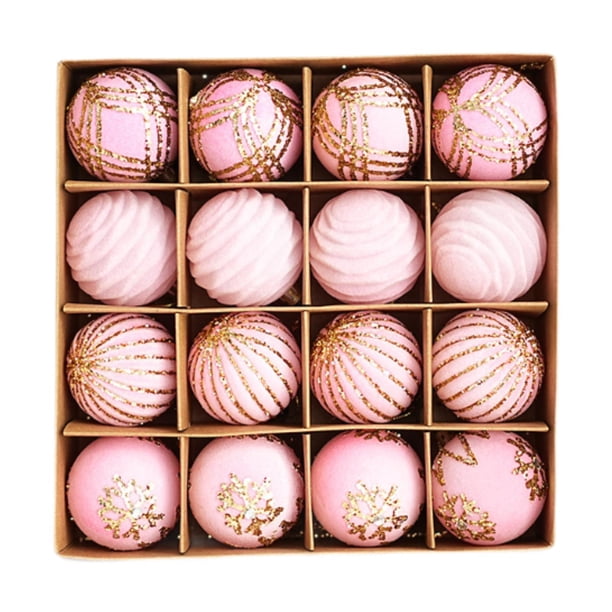 16 bolas navideñas para fiestas, adornos para árbol de Navidad para Año Nuevo rosa