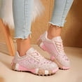 thumbnail image 4 of Dakaela Women's Rhinestone Walking Shoes Non Slip Sparkly Fashion Chunky Sneakers Lace up Workout Gym Casual Running Shoes Size 6-10 Red, 4 of 9