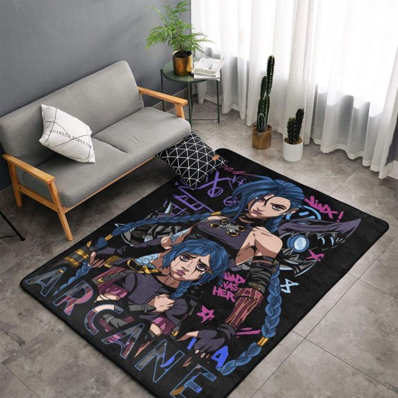 Area Rug Arcane Blue Jinx Living Room Carpet Bedroom 5x3 Feet Rug Flannel Children Crawling Non-Slip Floor Mat For Kids Playroom Garden Entry Home Decor 60x39 Inch
