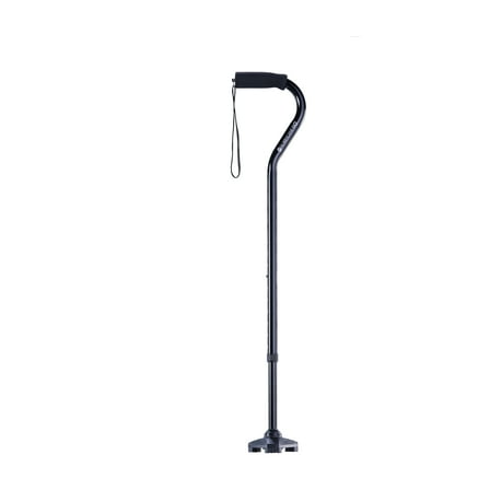 HurryCane Go Offset Handle Free-Standing Cane, Walking Stick with Comfort Grip, Black, 350lbs.