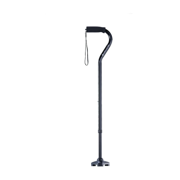 HurryCane Go Offset Handle Free-Standing Cane, Walking Stick with Comfort Grip, Black, 350lbs.