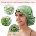 thumbnail image 3 of Satin Bonnet for Women, XL Reversable Beanie for Various Hair Types, Satin Sleeping Cap with Adjustable Strap, 2-Tone 2-Layer (Green), 3 of 6