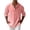A-Watermelon Red, variant on Men Button Up Shirts Long Sleeve Pullover Cotton Linen Casual Stand-up Collar Solid Blouse Shirt Tops