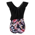 thumbnail image 5 of Womens Swimwear Women's Floral Swimsuits Cute Bathing Suit Ruffle V Neck Black L, 5 of 6