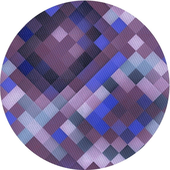 Ahgly Company Indoor Round Patterned Crocus Purple Area Rugs, 8' Round