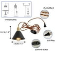 thumbnail image 3 of KAYYELAMP Dimmable Pendant Light Plug in Cord 15 Feet E26 Brass Base Black Metal Cone Shade Vintage Design Hanging Lamp for Kitchen Stairs Farmhouse(No Bulb), 3 of 7