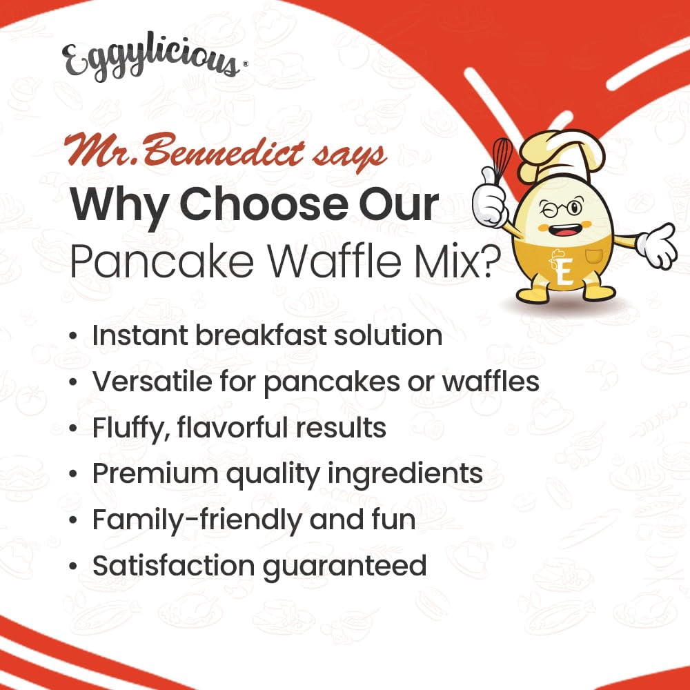 Eggylicious - PACK of 2 - Pancake/Waffle Mix – Made w/Premium Ingredients – Classic Recipe – Delicious Breakfast – Loved by Kids & Adults – Free of Preservatives or Colorants – 1 lbs