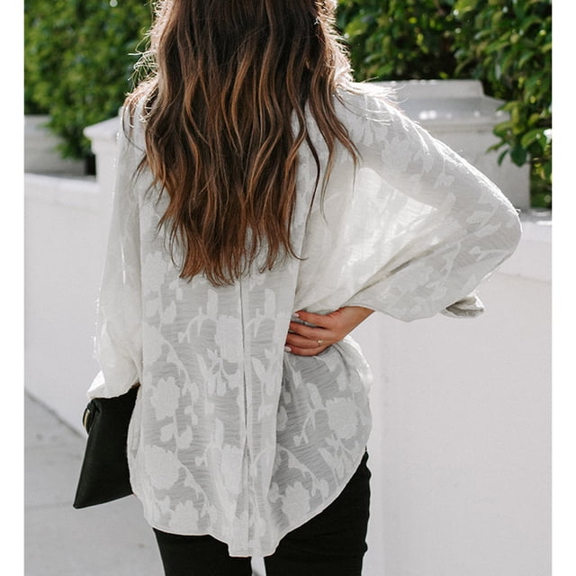 Women Casual Tops, Elegant Charming Button Down Long Sleeve Blouse For Holiday For Dating